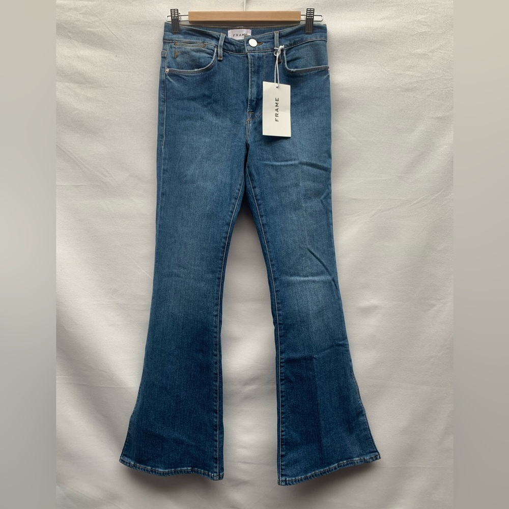 Frame Lê Pixie High Flare Jeans size 28 Medium blue wash
